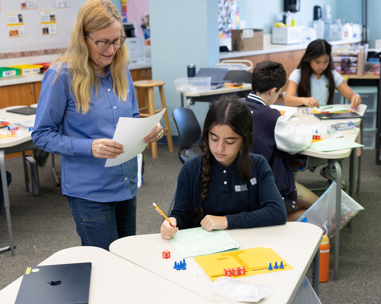 A parent and child at Del Mar Pines School.