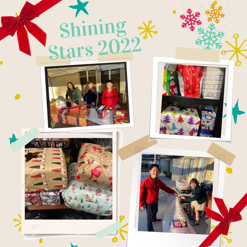 collage of photos showing DMP students with gifts