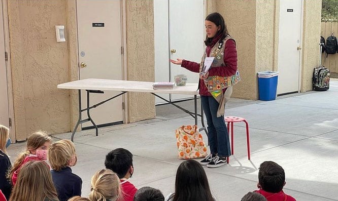 shannon deverell speaking in front of del mar pines students|shannon deverell with del mar pines teachers